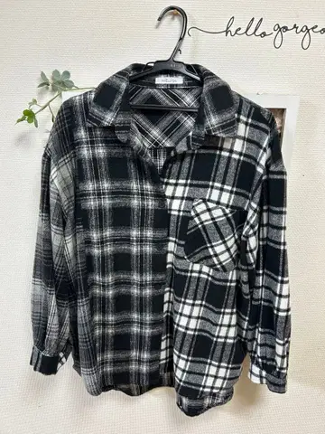 AMELLYON 체크 셔츠 블랙 화이트