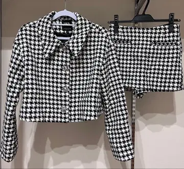 ZARA 하운드투스 체크 셋업