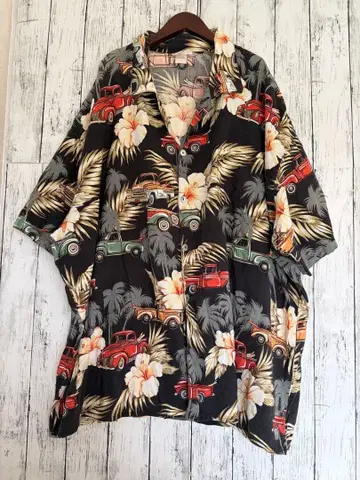 구제 의류 매트 라이더 하와이안 패턴 셔츠 남성용 루즈한 사이즈