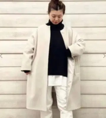 미사용 저널 스탠다드 럭스 더블 모사 노카라 코트