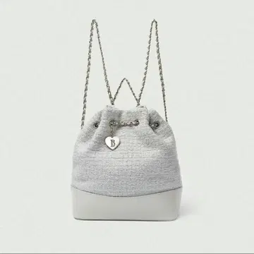 Tweed Drawstring Chain Bagpack