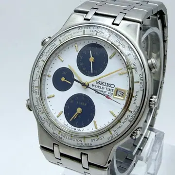 [ 작동품 새 배터리 ] 세이코 5T52-7A00 월드 타임 쿼츠