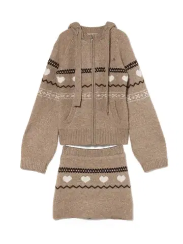 andmary Heart knit set up beige