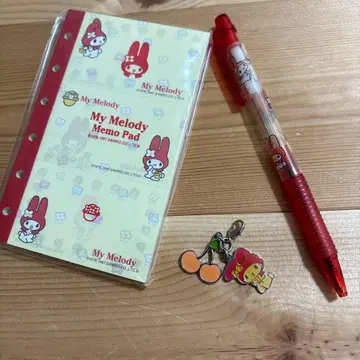 마이멜로디 굿즈 묶음 판매 펜 메모패드 키링