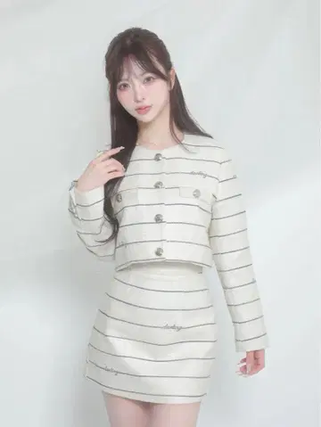 Darling 보더 트위드 자켓, 스커트