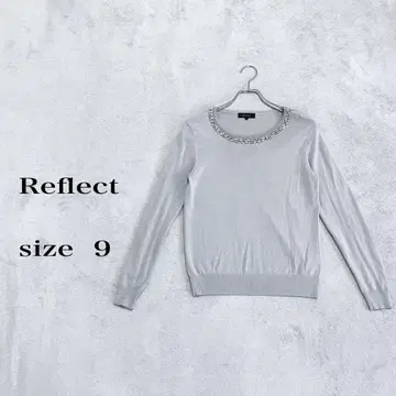 Reflect 비즈 장식 크루넥 니트 9호 라이트 그레이