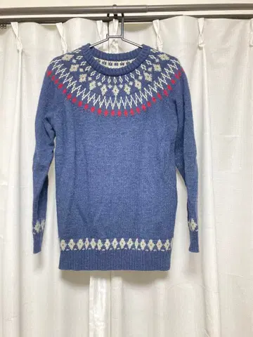 grn 페어아일 패턴 스웨터 파랑