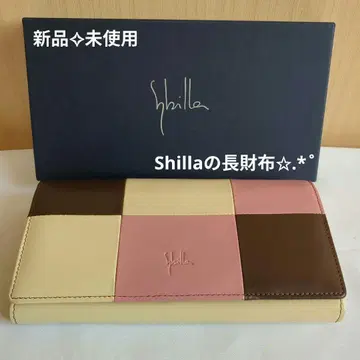 새상품 Shilla 패치워크 가죽 장지갑 여성용 지갑 베이지 핑크