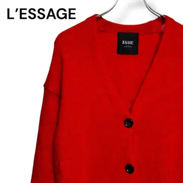 L'ESSAGE 저널 스탠다드 모헤어 혼방 V넥 가디건 빨간색