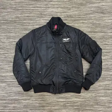 alpha HOODED RIB FLIGHT JACKET BLACK