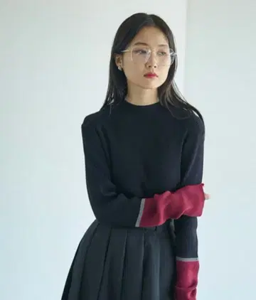 12 게이지 소매 배색 풀오버 F 사이즈