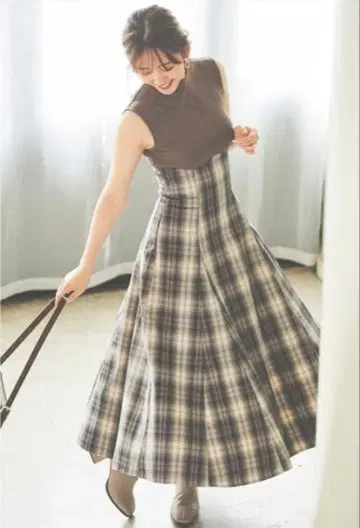 [ 시착만 한 상품 ] dazzlin/체크 슬리브리스 코르셋 원피스