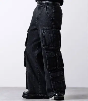 [ CLEL ] 3D 메니 포켓 데님 카고 팬츠