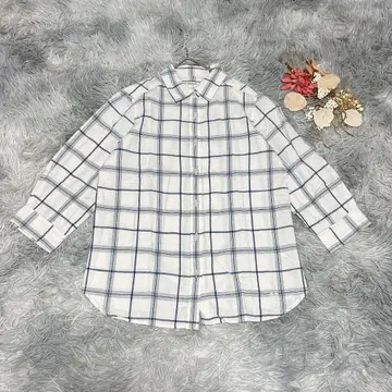 맥레거 (L) 긴팔 셔츠 체크 무늬 겉옷 린넨 혼방