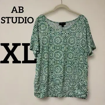 새상품급 AB STUDIO [XL] 꽃무늬 반팔 T셔츠 XL 그린