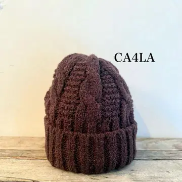 CA4LA 다크 브라운 케이블 짜임 니트 모자