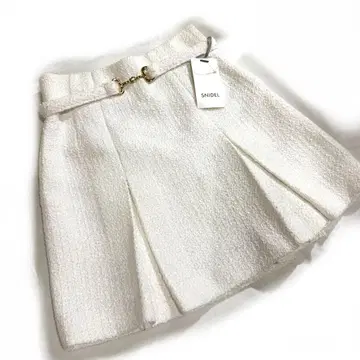 SNIDEL 트위드 스커트 화이트