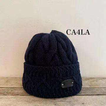 CA4LA 케이블 짜임 니트 모자 네이비
