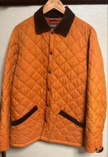 에디 바우어 오렌지 퀼팅 자켓 코듀로이 옷깃