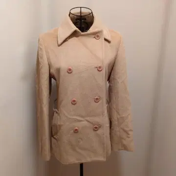 베이지 더블 브레스트 피코트, 울 코트