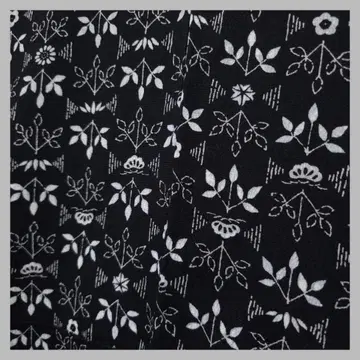 A 작은 꽃 무늬 블랙 화이트 이중 기모노  순수 실크 코몬 기모노