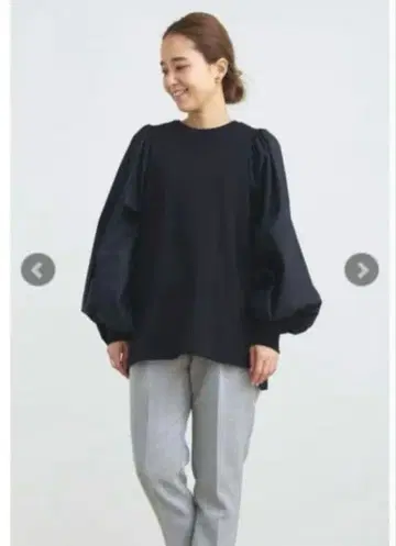 요리 볼륨 퍼프 슬리브 티셔츠 네이비