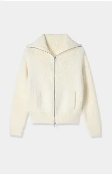 louren zip up knit cardigan ivory