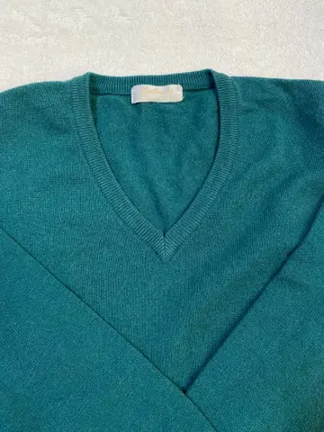 Cashmere 틸 V넥 스웨터 캐시미어 100% 니트 그린 L