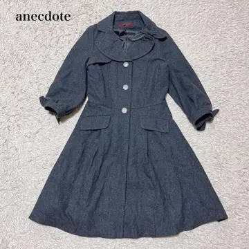 아네크도트 롱 코트 (M) 울 혼방 리본 개성파 오피스 캐주얼