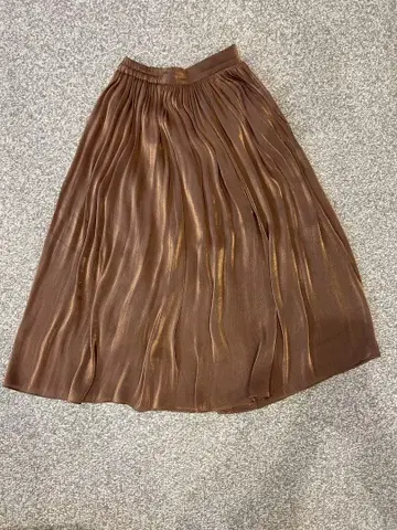 ROPE 카멜 플리츠 롱 스커트