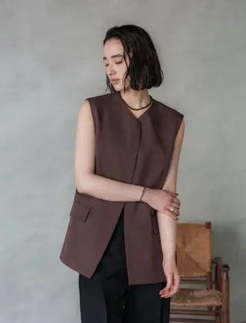 crewre 크루레 프론트 플라이 백 오픈 베스트 브라운 사이즈 2