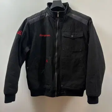 Snap-on 블랙 덕 원단 블루종 점퍼 퀼팅 처리