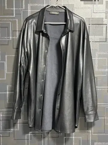 NANO UNIVERSE 블랙 가죽 셔츠 자켓