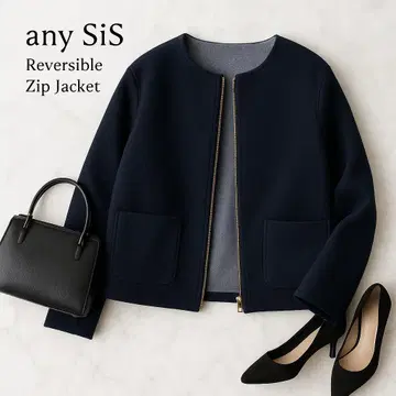 새상품 any SiS 리버서블 노카라 집업 자켓 XL