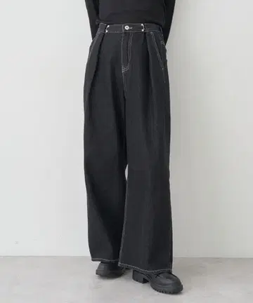 턱 후크 데님 팬츠