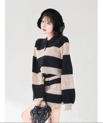 미개봉 새상품 Darich 스노우 패턴 라메 니트 셋업 FL 블랙