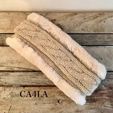 CA4LA 베이지 니트 퍼 헤어밴드