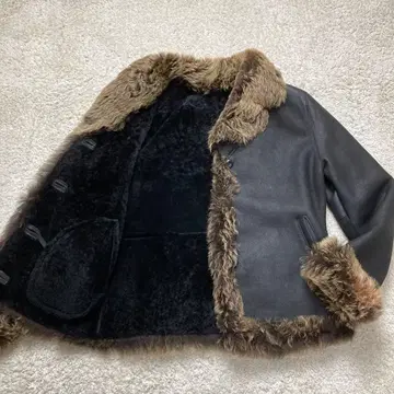 y2k 가죽 리얼 무스탕 자켓 9 (M) 퍼 블랙 니치와