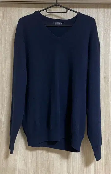 Shakehand 캐시미어 100% V넥 스웨터 니트 긴팔 네이비