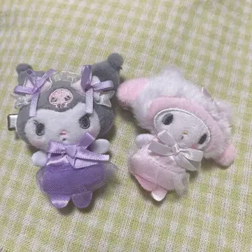 산리오 화이트 고양이 발레리나 메로쿠로 쿠로미 마이멜로디 헤어 클립