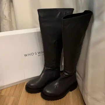 새상품 후즈후 갤러리 청키 밑창 롱 부츠 차콜 그레이 M