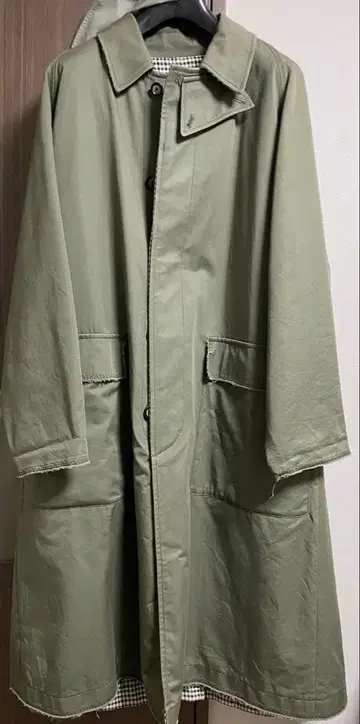 tomorrow land 스텐카라 코트 올리브 체크 무늬