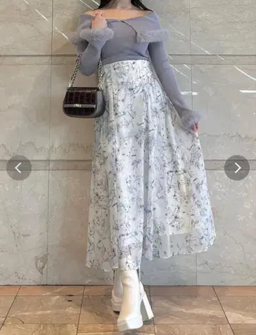 MERCURY DUO 별자리 모티브 프린트 플레어 스커트 미사용 새상품