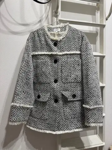 rienda 노카라 트위드 울 믹스 코트, 미니 스커트