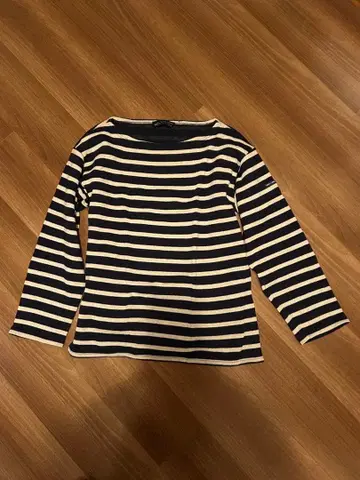 SAINTJAMES 세인트 제임스 보더 울 니트 스웨터 화이트 네이비