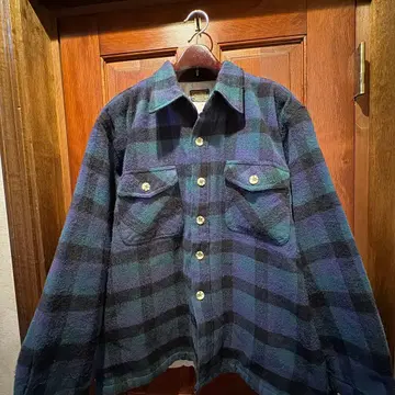 구제 플란넬 셔츠 네이비 그린 체크 L