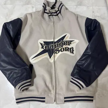 Younger Song 바시티 자켓 그레이 네이비