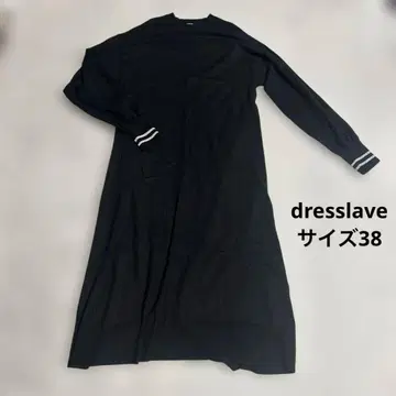 Y88) 블랙 니트 원피스 긴팔 스트라이프