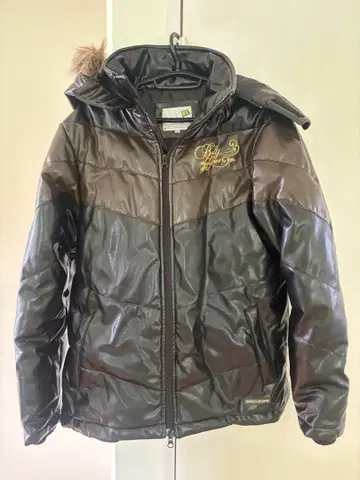 BODY GLOVE 인조 가죽 다운 자켓 (브라운 x 블랙) M