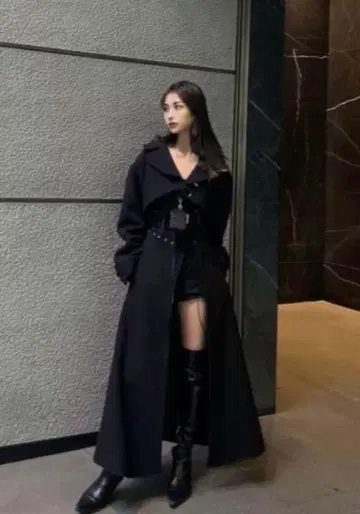 melt the lady 타이 레이스업 롱 코트